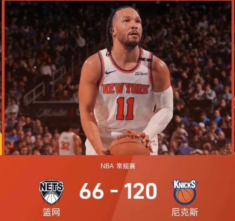 NBA | 54分惨案！篮网66-120遭尼克斯血洗 创队史第二大输球分差NBA