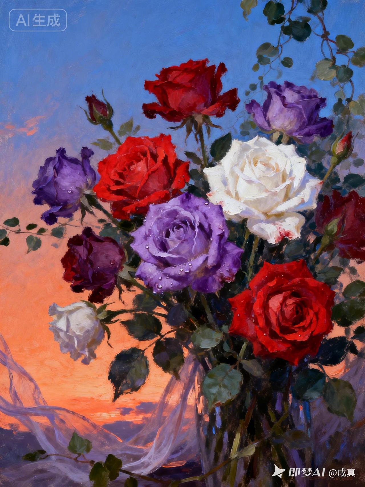 绚烂玫瑰，绽放如梦，AI生成艺术