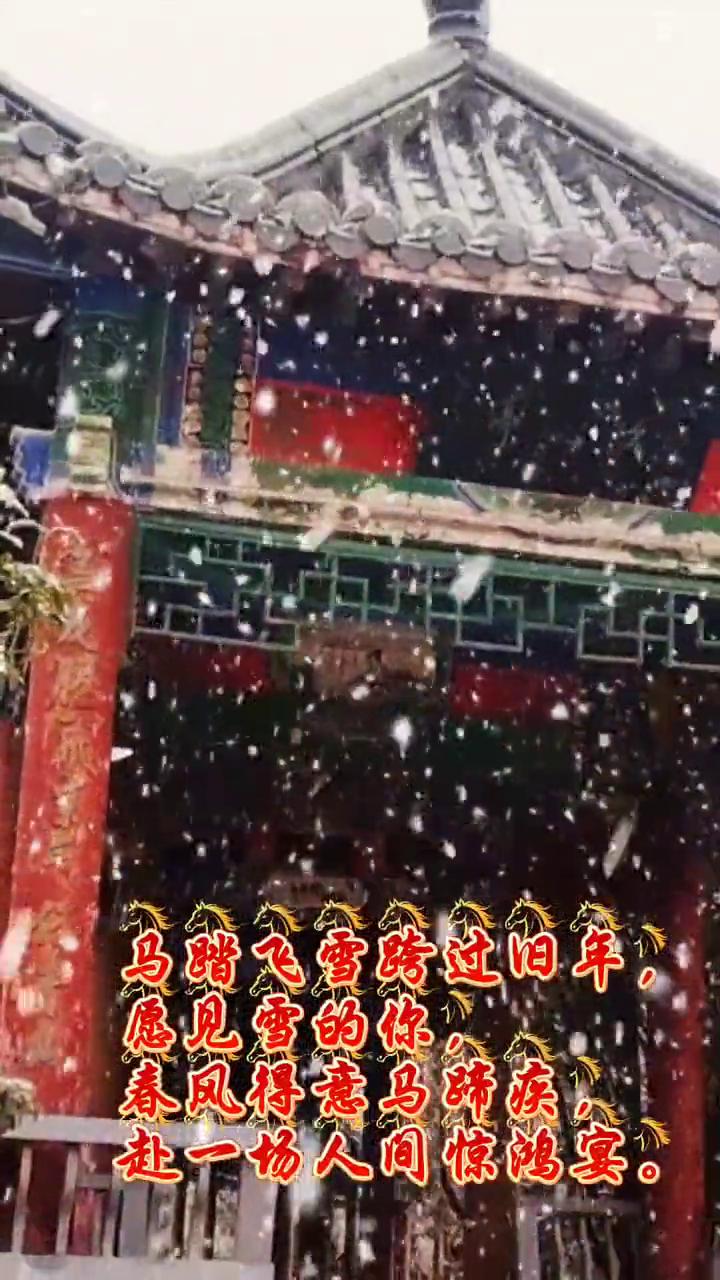 马踏飞雪跨过旧年，愿见雪的你，春风得意马蹄疾，赴一场人间惊鸿宴。