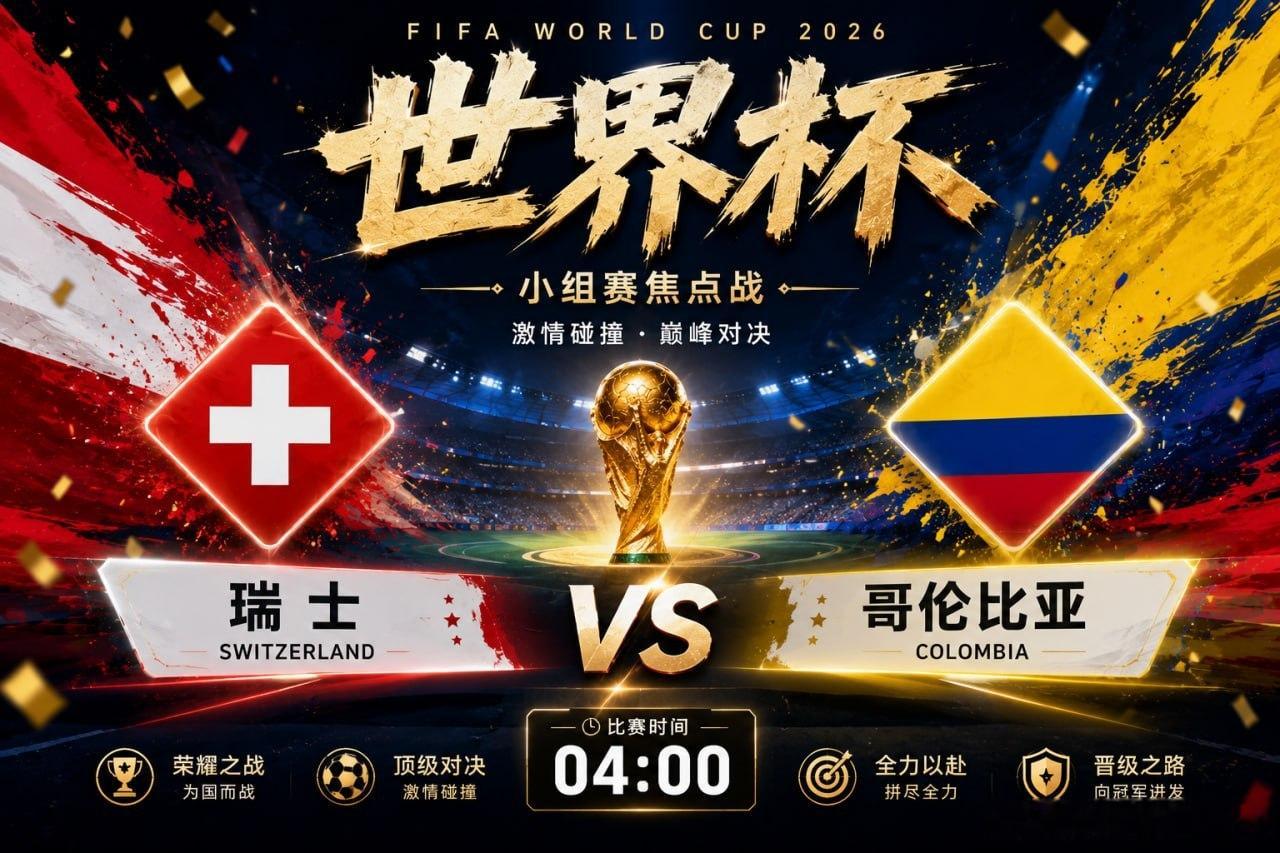 🏆 世界杯16强｜瑞士 VS 哥伦比亚世界杯进入淘汰赛，每一步都离梦想更近，也