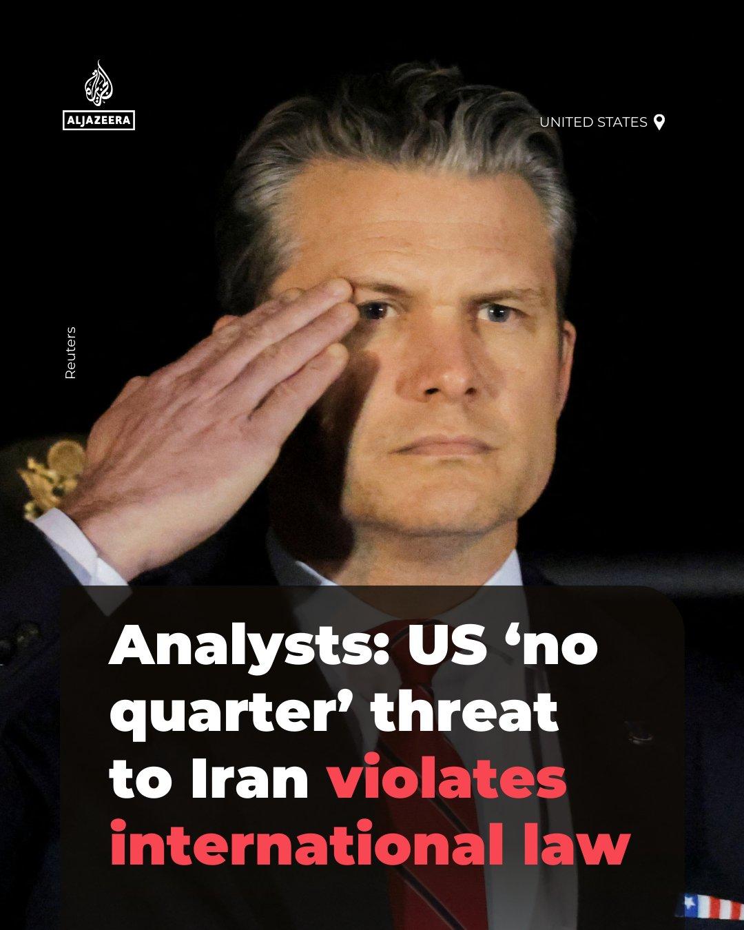 据半岛电视台消息：人权组织对美国战争部长赫格塞特的行为表示谴责。此前，他宣称美国