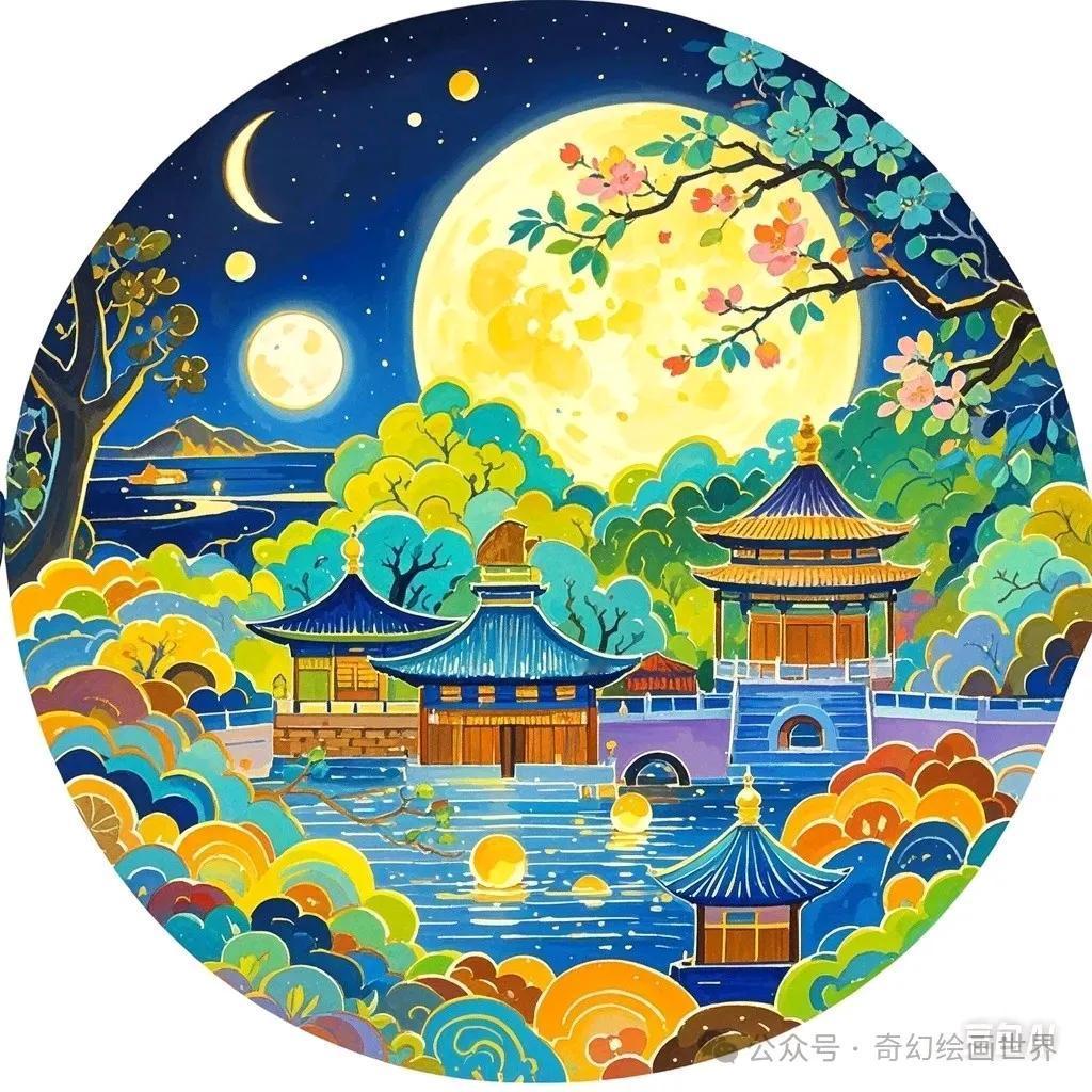 明月皎洁，玉壶琼浆！中秋绘画作品欣赏（图片来自网络，仅作分享，如有侵权请联系删除