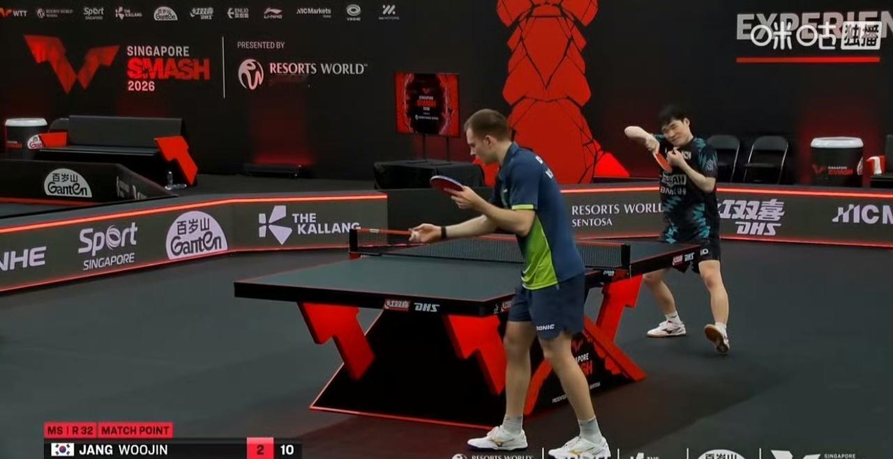 一波三折[吃瓜群众]，
张禹珍🇰🇷晋级男单十六强，
刚刚结束的一场WTT新加