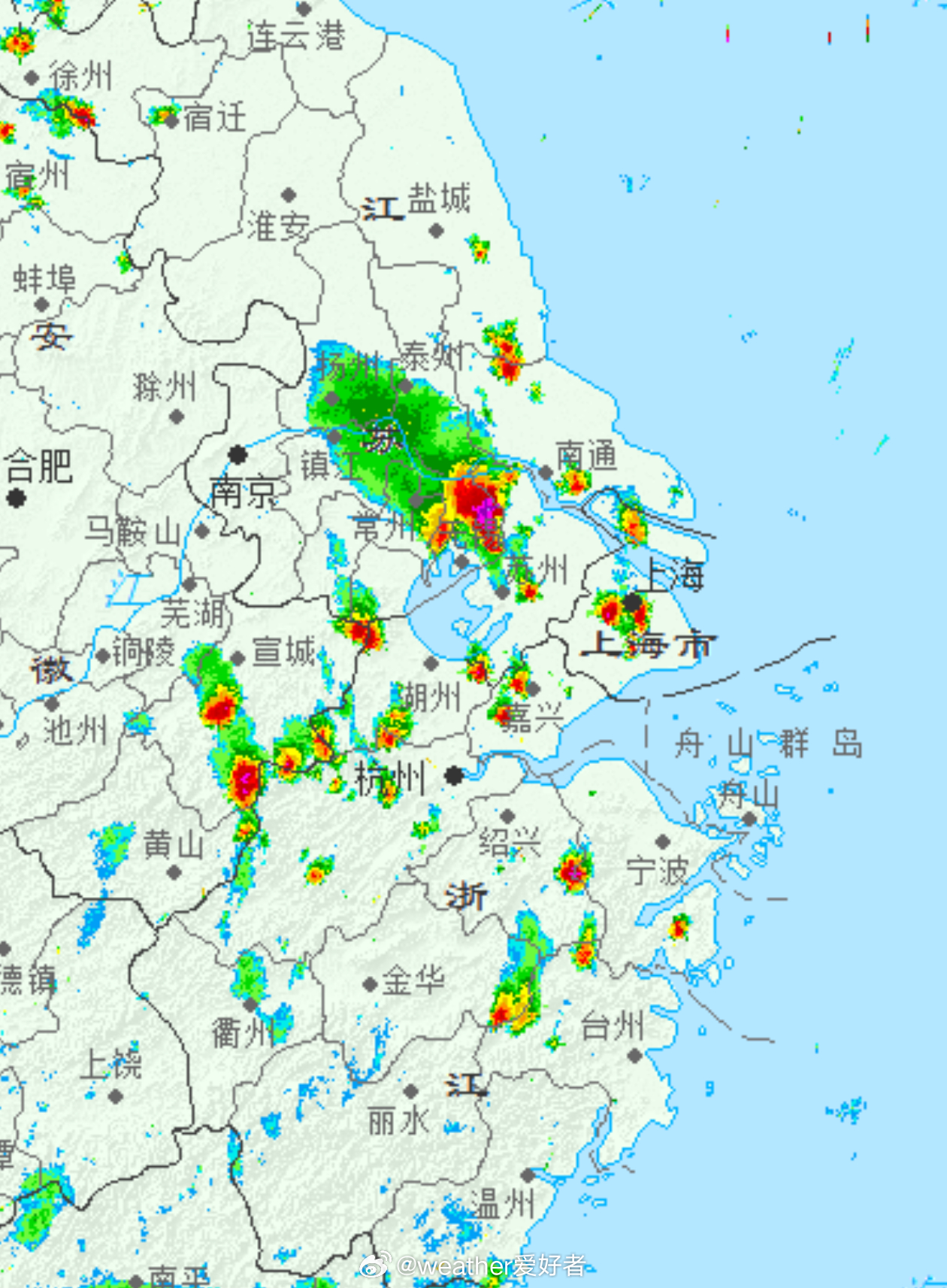 强对流天气 午后，江苏南部 浙江中北部 上海部分地区的热对流又开始了，要继续警惕