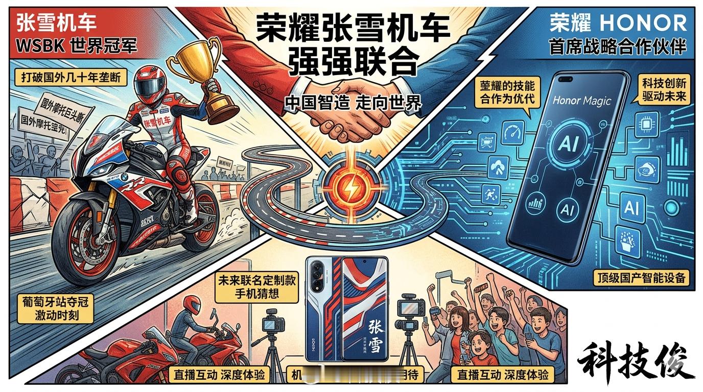 荣耀张雪机车战略合作强强联合，荣耀和张雪机车WSBK达成首席战略合作伙伴，这波联