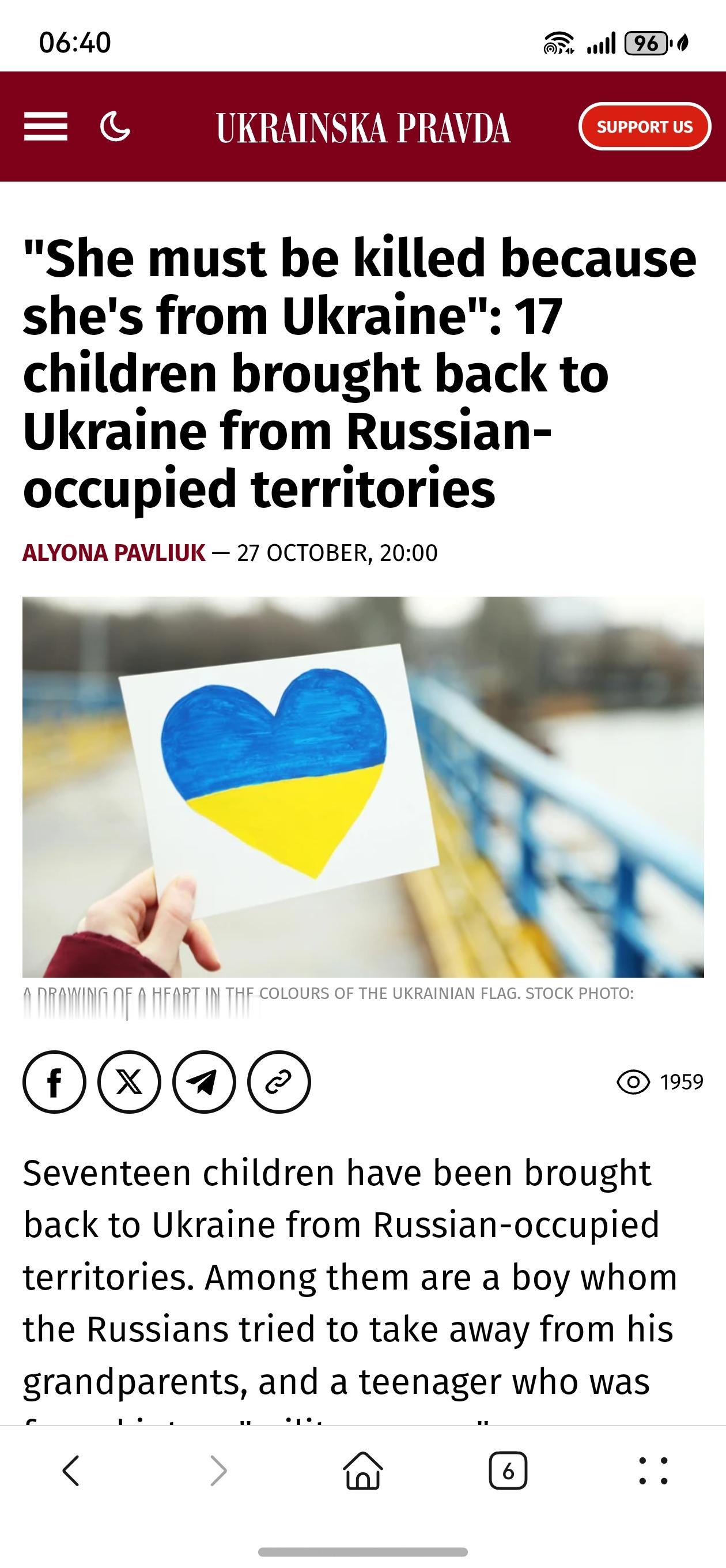 “她必须被杀，因为她来自乌克兰”：17名儿童从俄占区被带回乌克兰  
据Brin