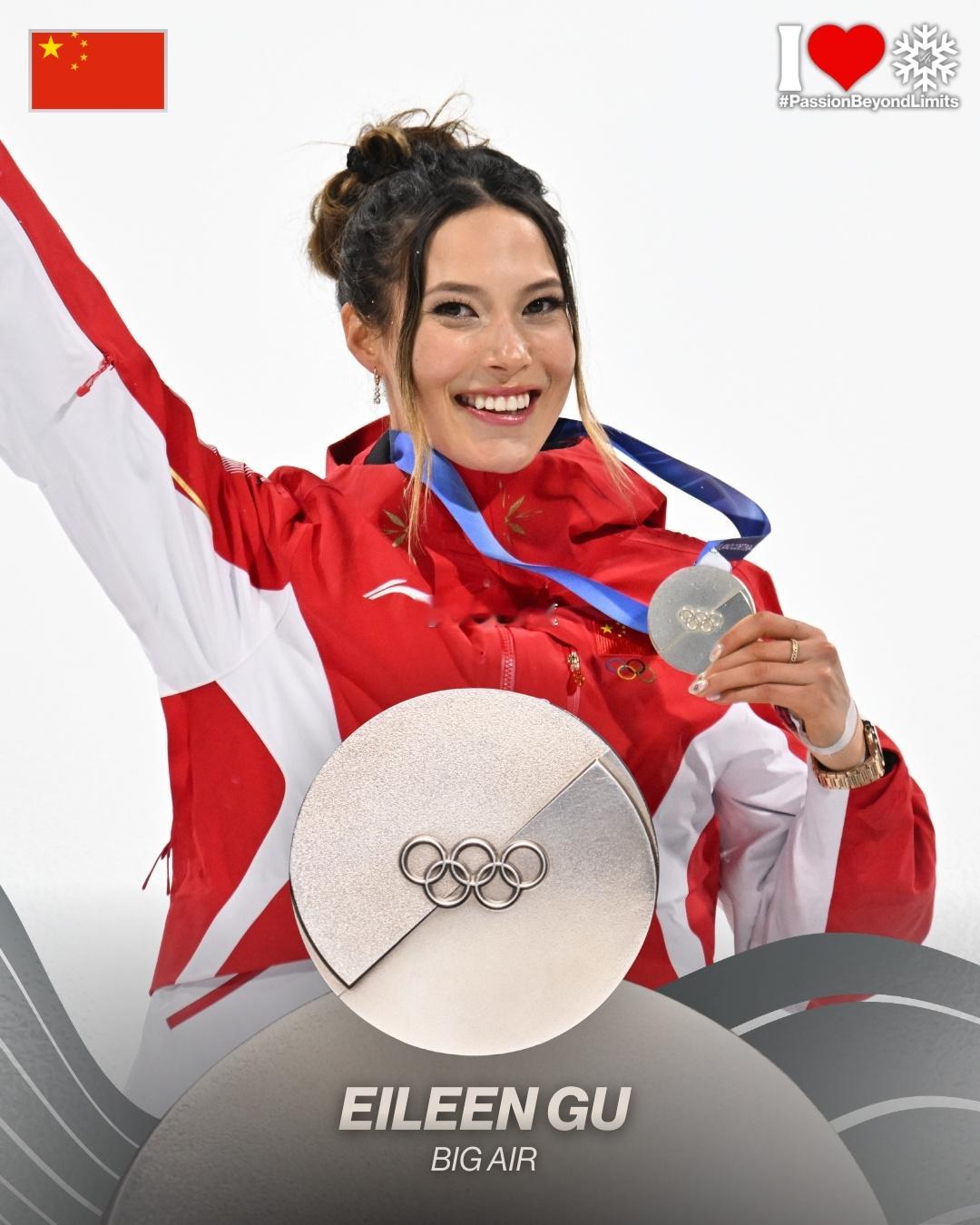 🇨🇳谷爱凌已成为奥运史上获得奖牌最多的女子自由式滑雪运动员￼￼￼🏅 总计5
