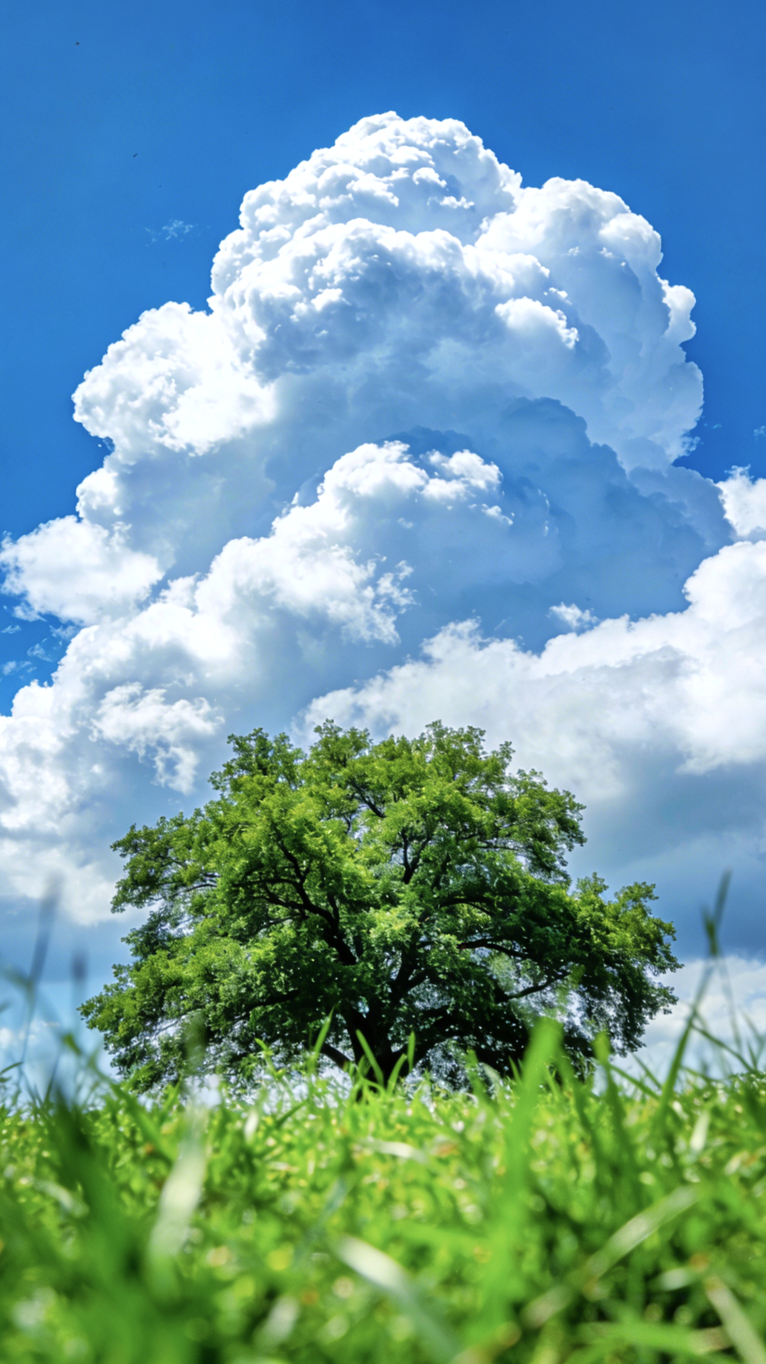 手机壁纸 | 积云、绿草、蓝天，构成春天的诗 