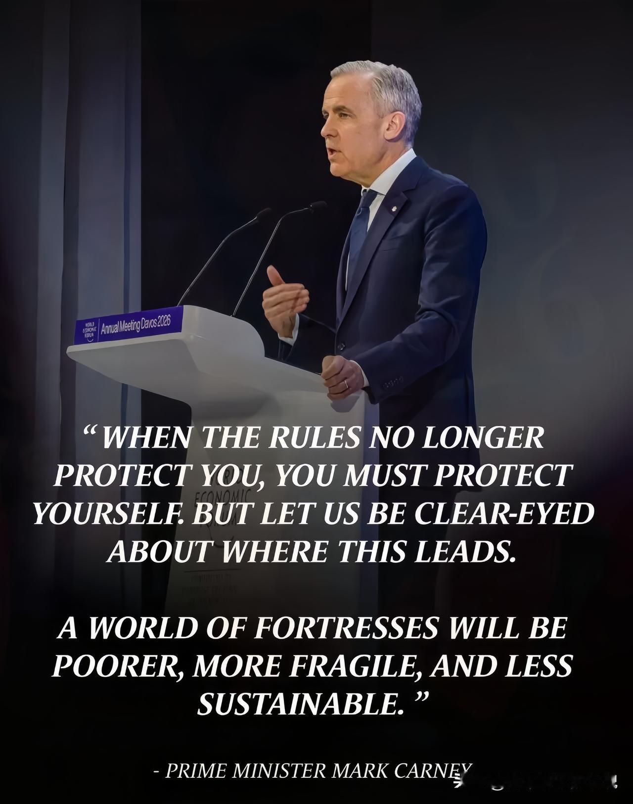 达沃斯炸场实话！
旧秩序凉透，中等国家终于硬刚了
 
谁能想到！达沃斯论坛加拿大