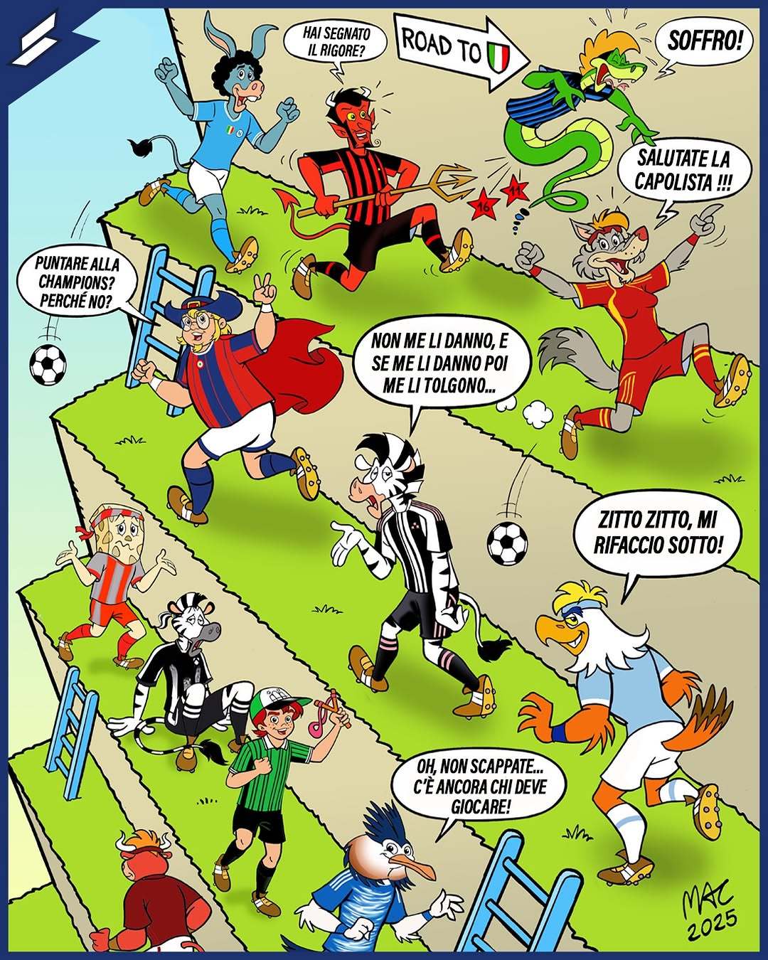 【卡通版】  本轮意大利🇮🇹足球甲级联赛部分场次综述。😎