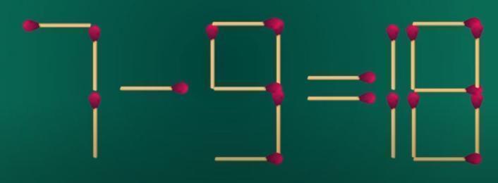 嘿！瞧这用火柴棒搭成的等式 “7 - 9 = 18”，一眼就能看出它压根不成立呢