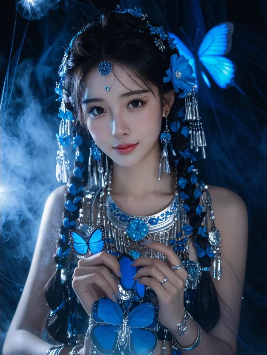 AI蓝蝶幻梦 原来ai写真可以这么美 人生总得有一套ai写真吧 谁拍谁...