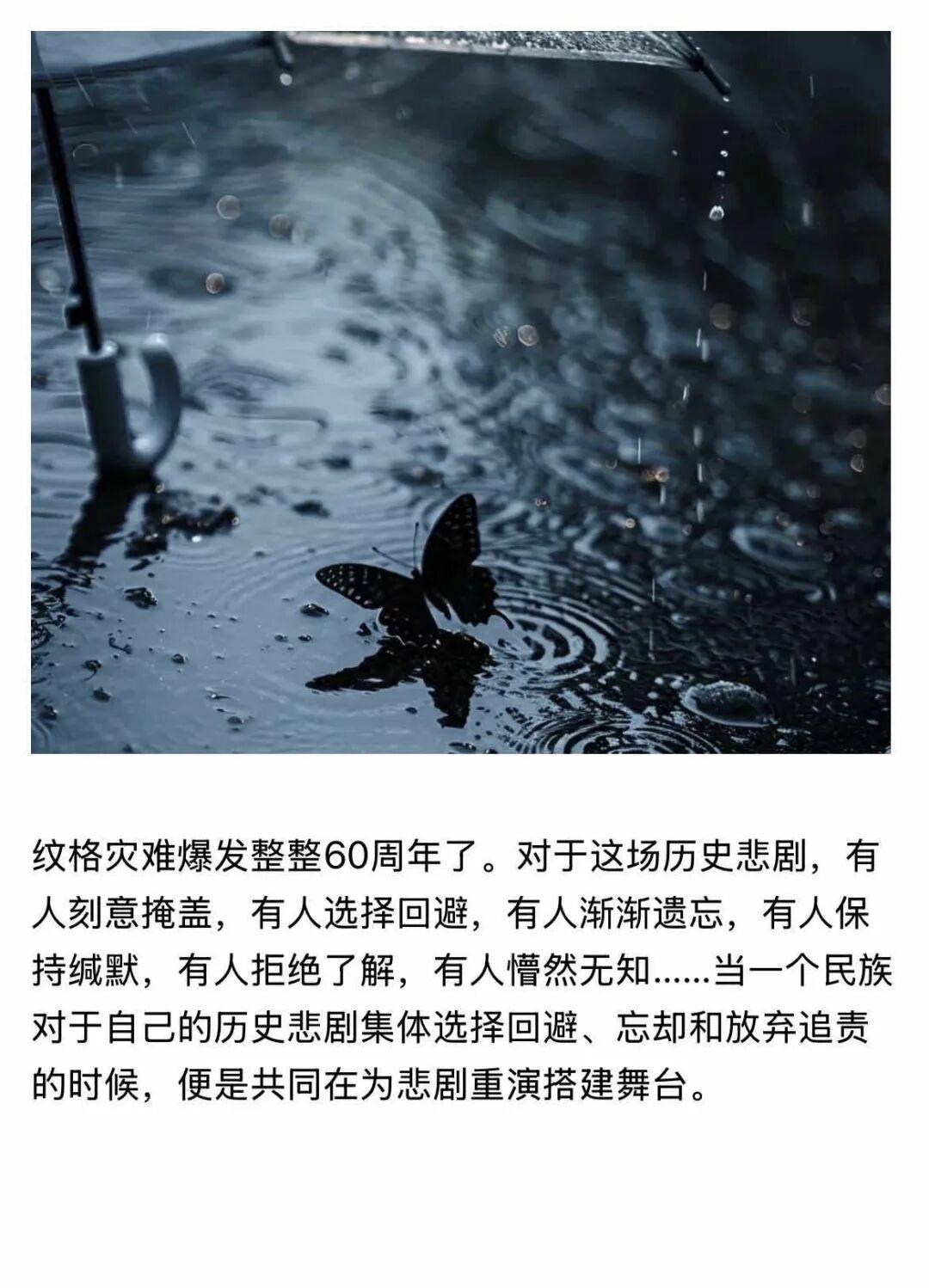 纹格灾难爆发整整60周年了。对于这场历史悲剧，有人刻意掩盖，有人选择回避，有人渐