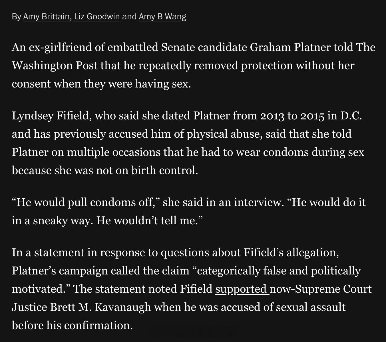 <华盛顿邮报>：缅因州联邦参议员候选人Graham Platner再遭另一名前女