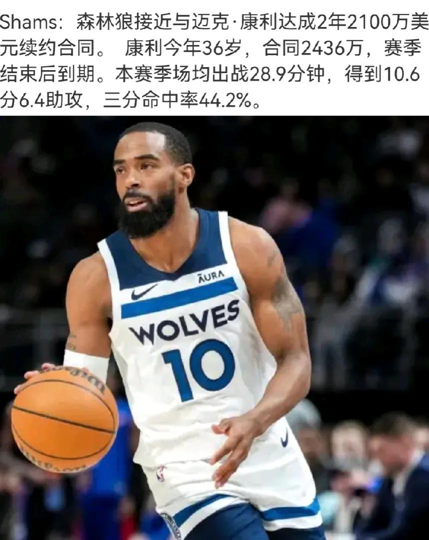 森林狼提前续约康利
签下两年2100万美元的续约合同
康利是NBA历史上第一个签
