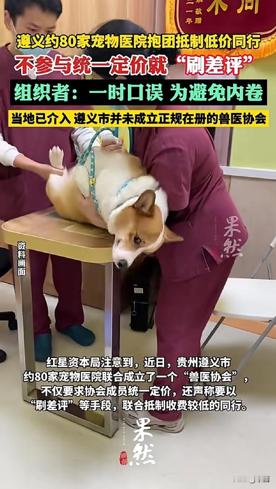 遵义约80家宠物医院建了个没注册的“兽医协会”微信群，要求成员统一定价，不参与就