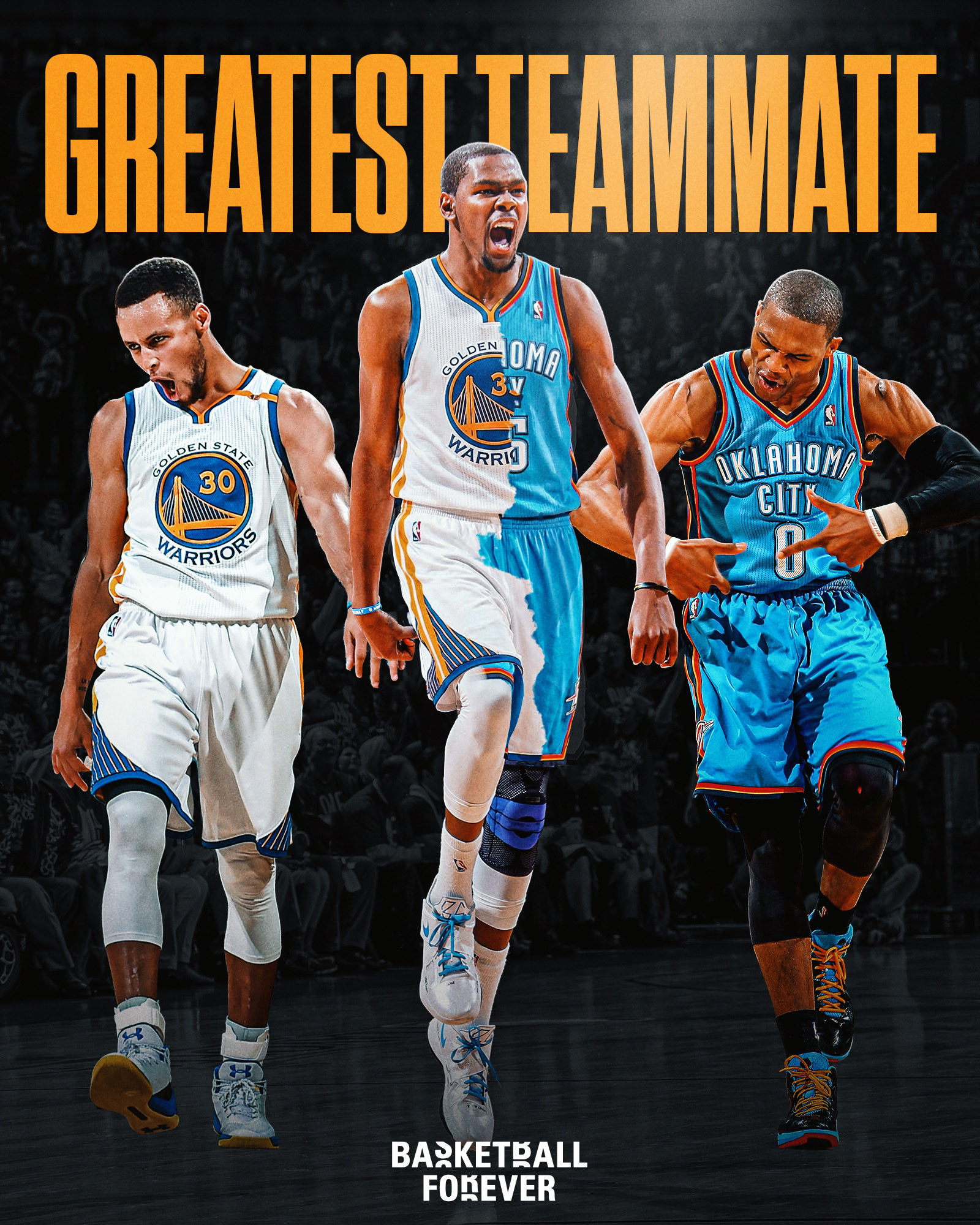 凯文·杜兰特谈他合作过的最佳球员“在斯蒂芬和威少之间难以抉择。和威少搭档时，我从