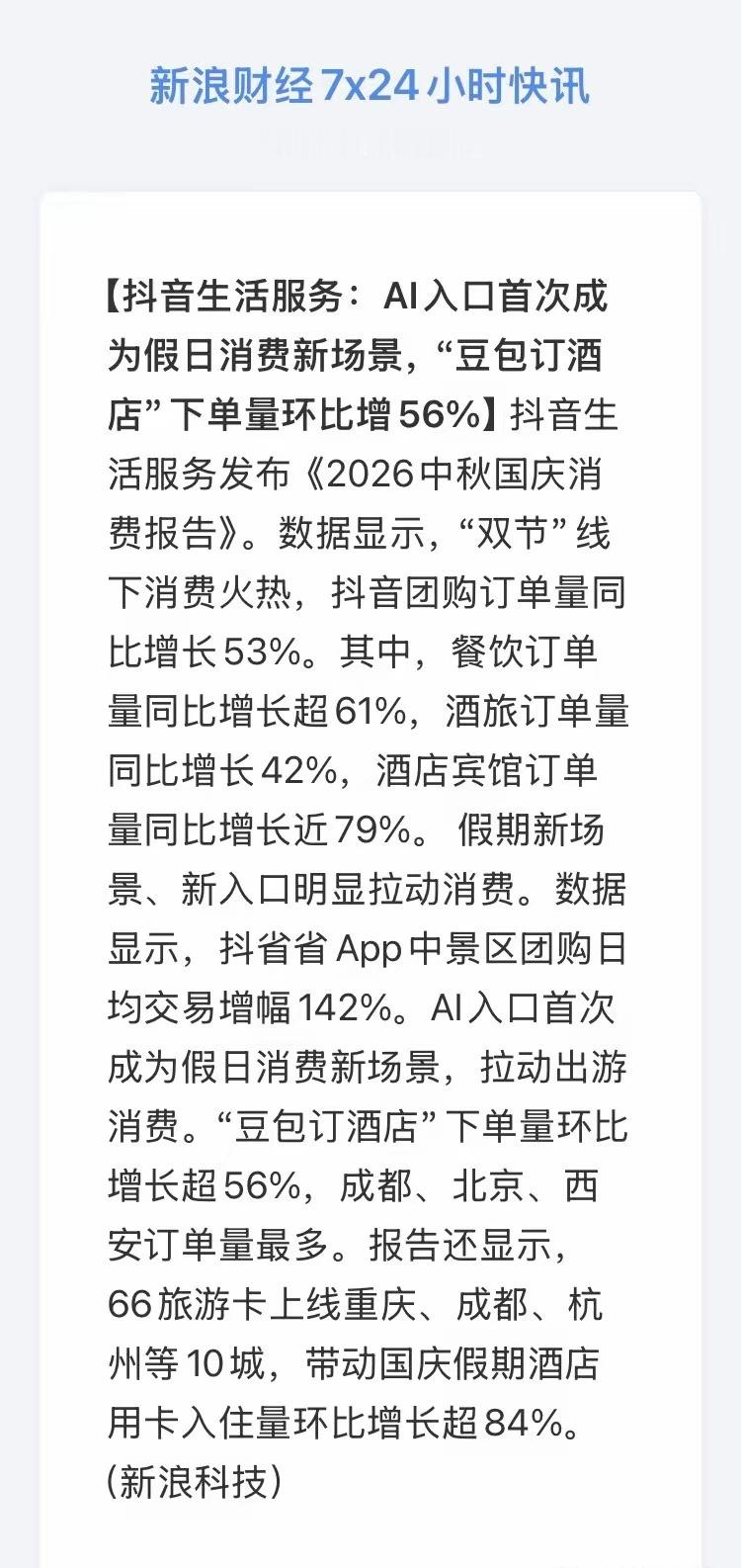 AI应用板块明天开盘有新催化了——豆包订酒店下单量环比暴涨56%，AI第一次从聊