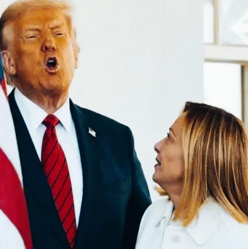 特朗普夸张的表情是什么意思呢？
特朗普的表情吸引了梅洛尼的注意！
特朗普这表情是