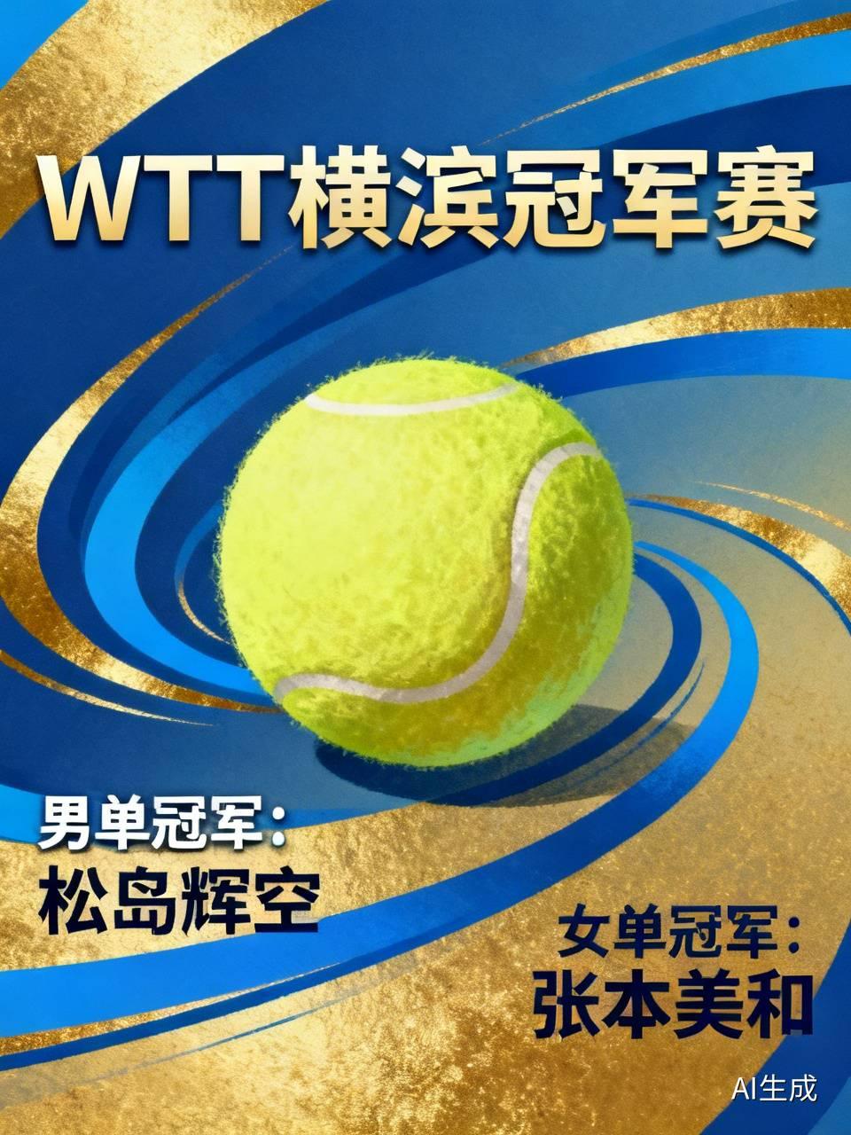 在日本举办的WTT横滨冠军赛中，男单冠军是松岛辉空，女单冠军则是张本美和。今天观