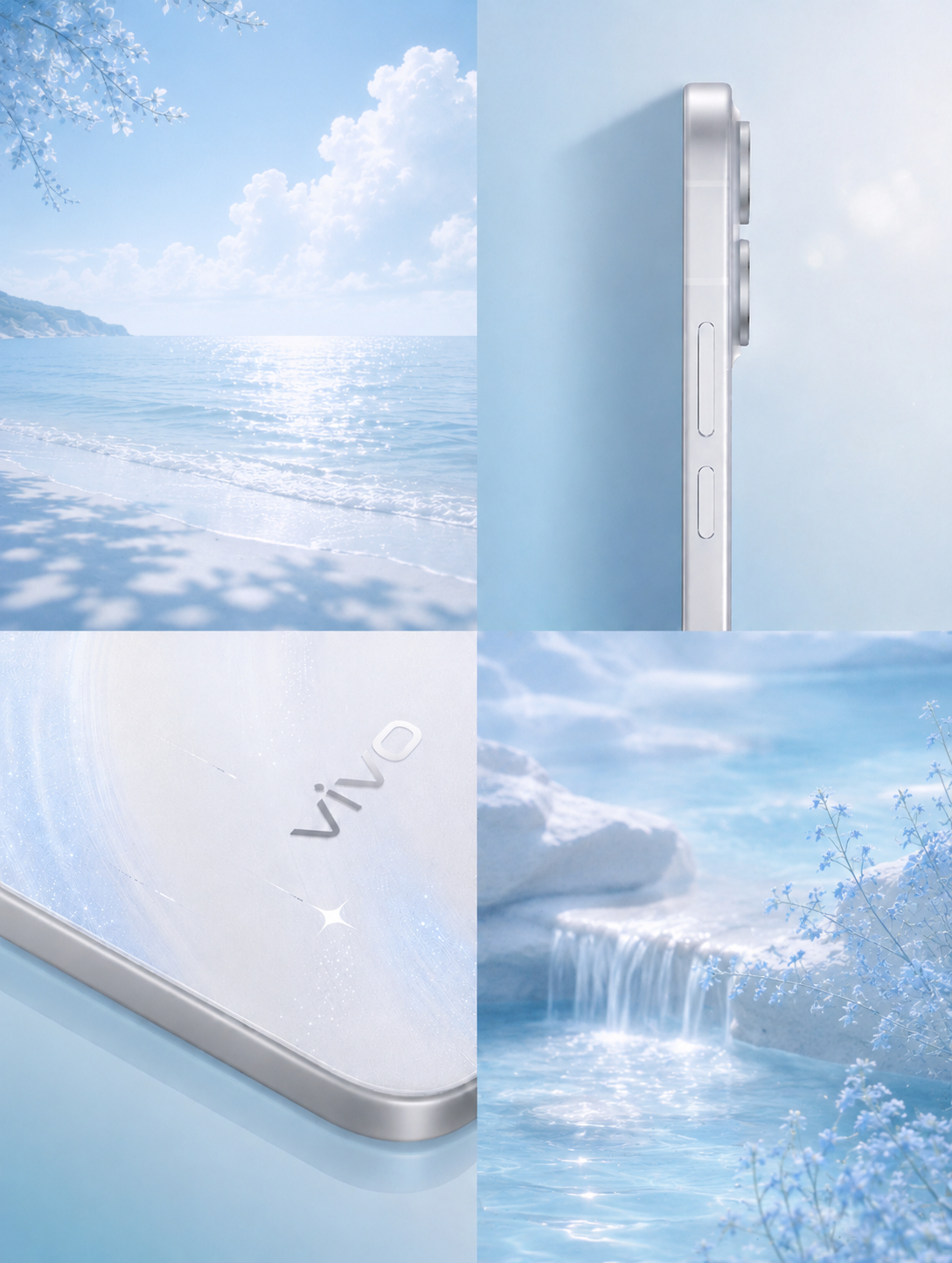 vivo S60马上就要来啦，随手用新配色二创了一下碧海蓝天，沙滩潮水，这夏天的