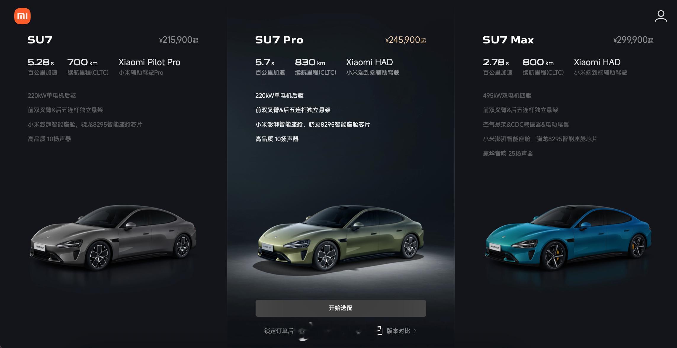 在YU7马上上市的情况下，SU7 Pro版的最长交付时间突破了50周随便配了下想