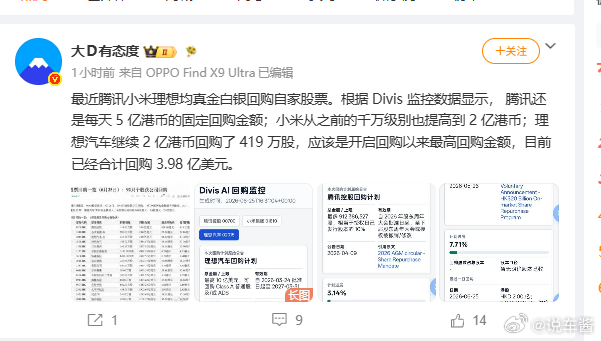 理想的股价......小米的股价......腾讯的股价...... 