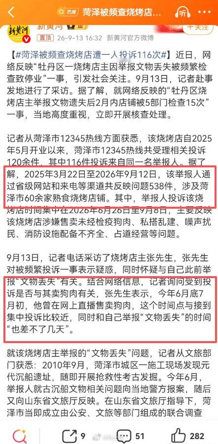 有些地方12345事实上成了打压他人的工具，比如菏泽遭一人投诉116次的烧烤店，