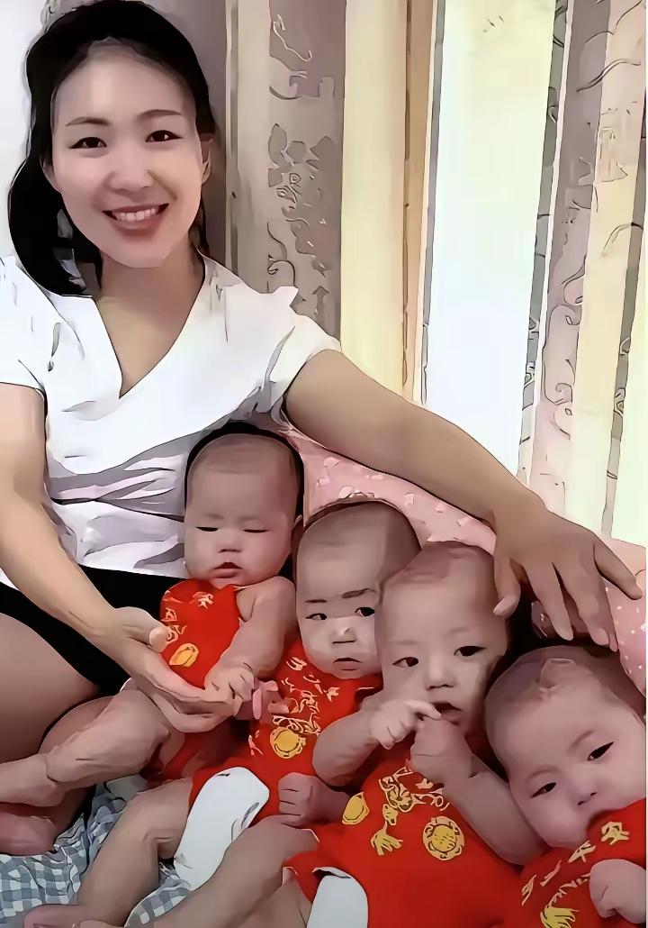 产房里面上海宝妈怀上四胞胎正在生育，产房外面老公正在紧张地搓手念叨“三女一男”一