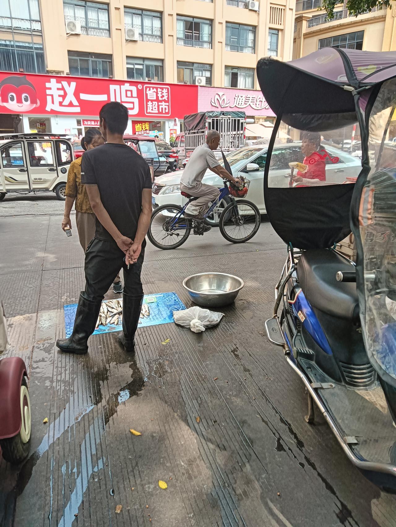 贵港市近郁江水域这里江鱼也随处可见，刚在东湖公园边见有江鱼岀售。这种象蓝刀的小江