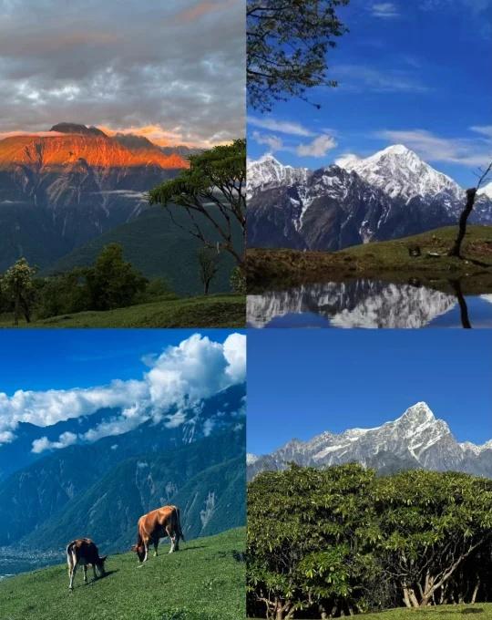 追逐贡嘎的第一缕金光——龙华山
10🈷️18-19【1.5天】下午出发，与雪山