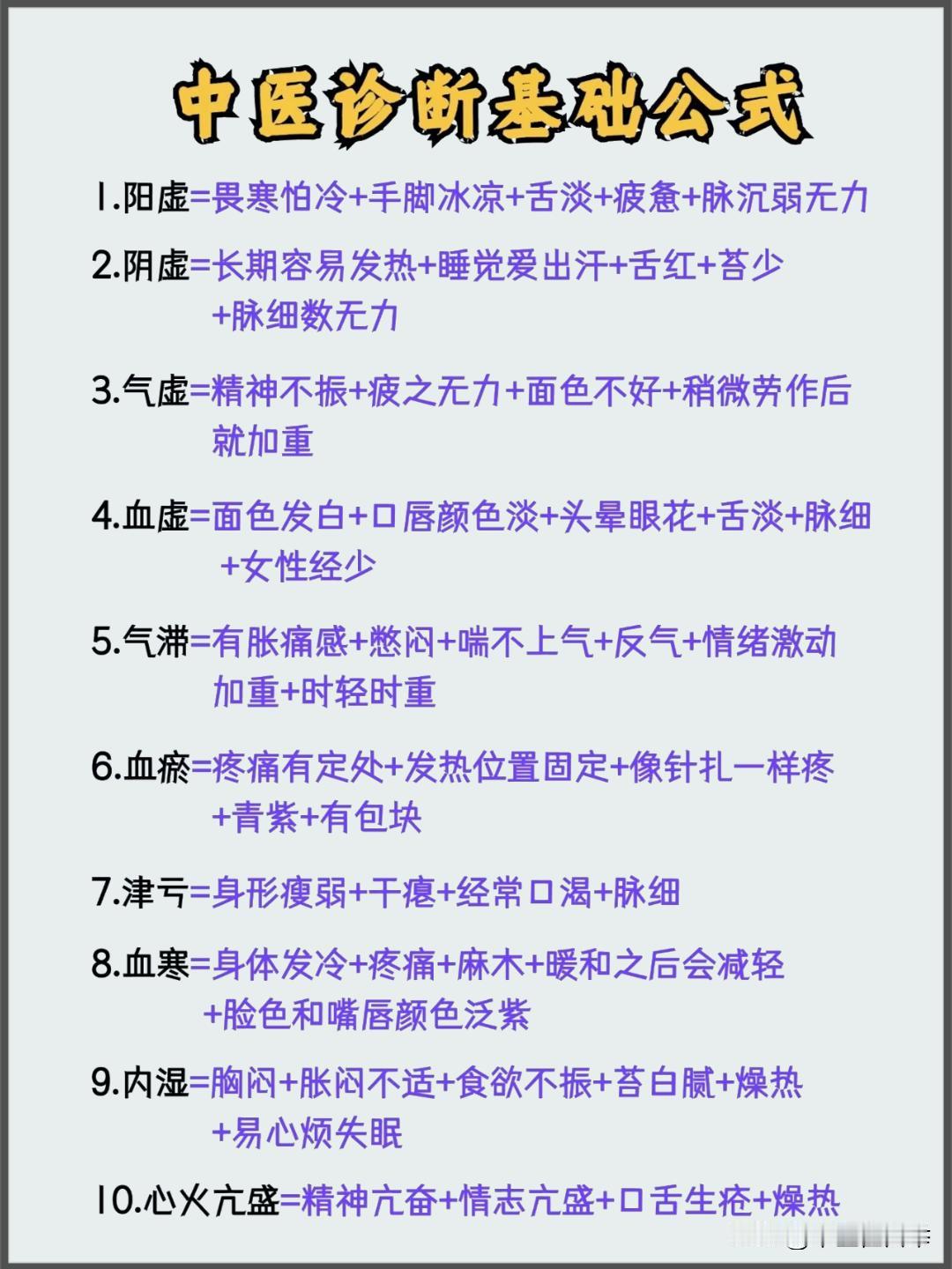 阳虚、阴虚、气虚、血虚、气滞、血瘀……十大体质，怎么辨别，教你一分钟自测
#中医