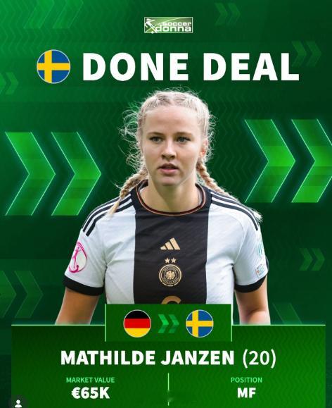 全球归化全球入籍 二月地球第一归！德国国青小姐姐玛蒂尔德·詹森，从此代表瑞典队。