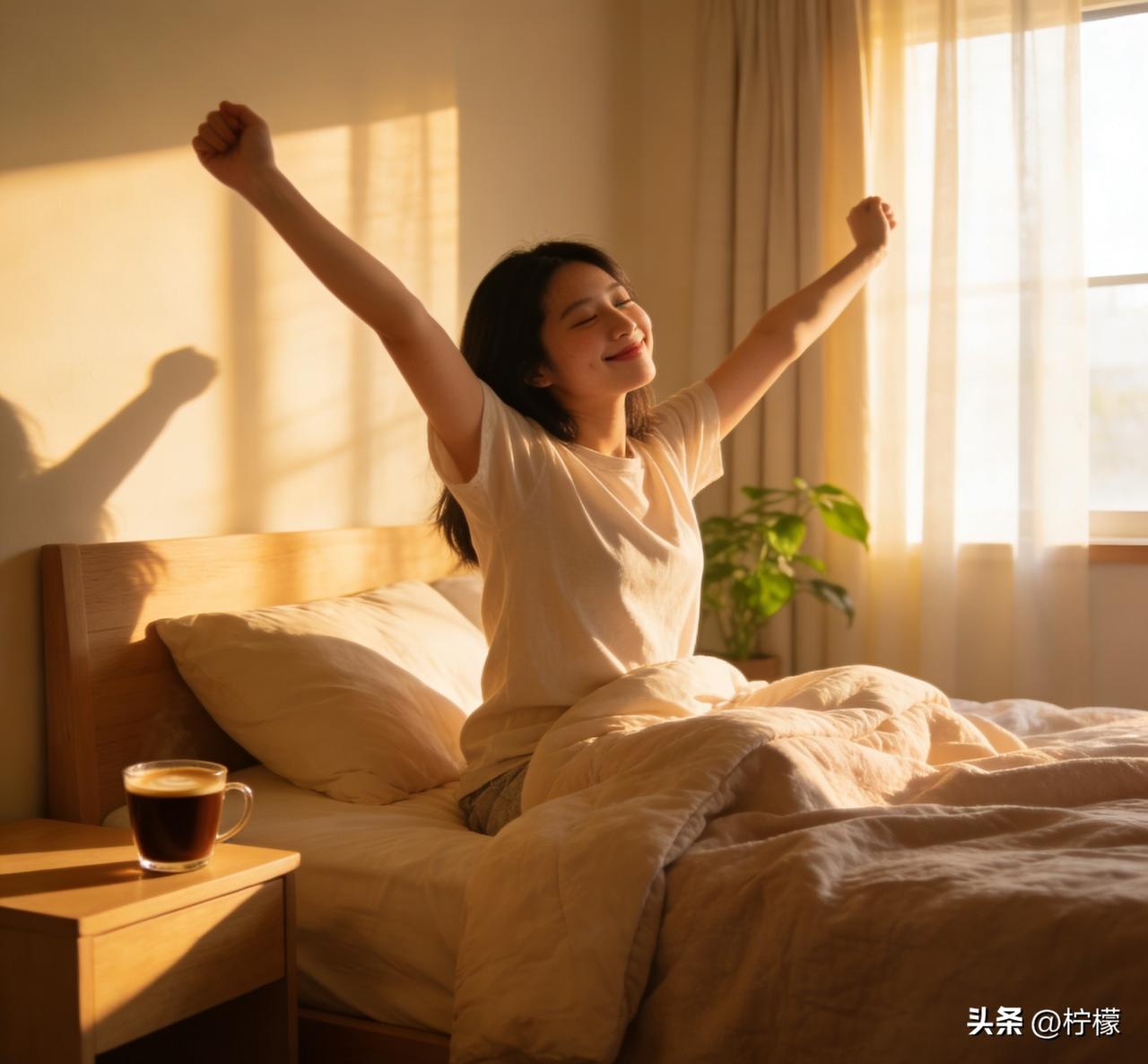 清晨醒来，心里总是安安稳稳的。
窗外有一点点光，空气清清爽爽，
没有匆忙，没有焦