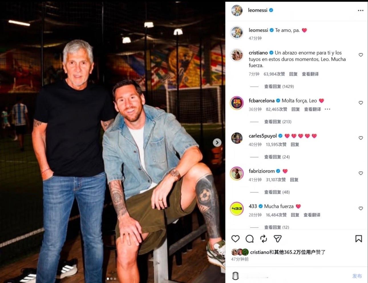 C罗也现身梅西评论区安慰梅西平日是对手，但是就事论事罗哥这波确实性情了！没毛！阿