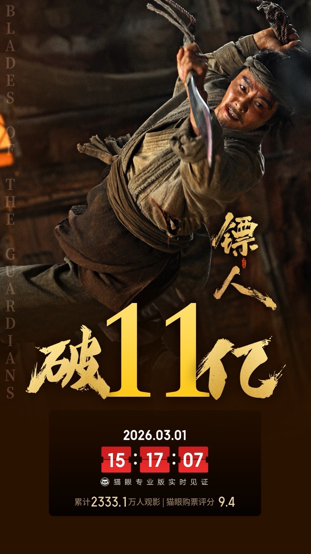 镖人总票房破11亿 据猫眼专业版数据，电影《镖人：风起大漠》上映13天， 总票房