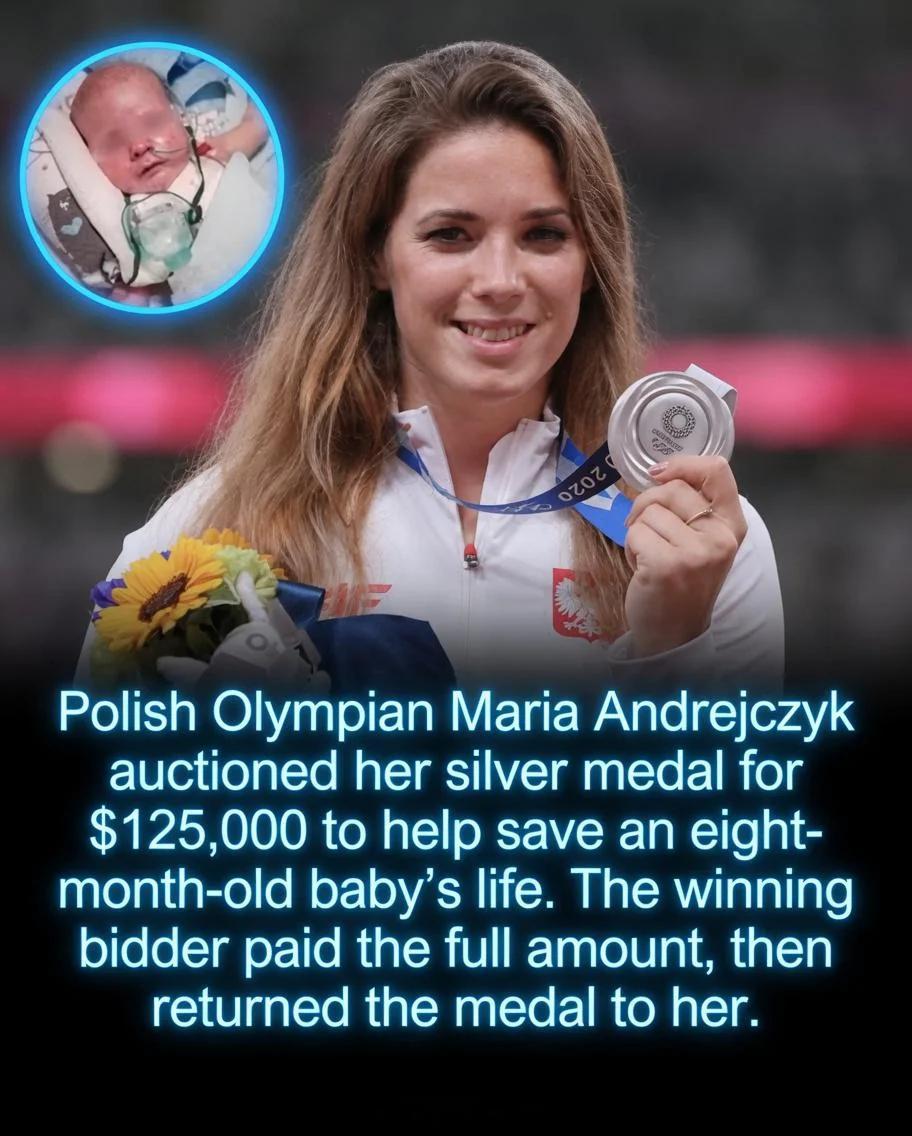波兰奥运选手Maria Andrejczyk为了挽救一个八岁婴儿的生命，她以12