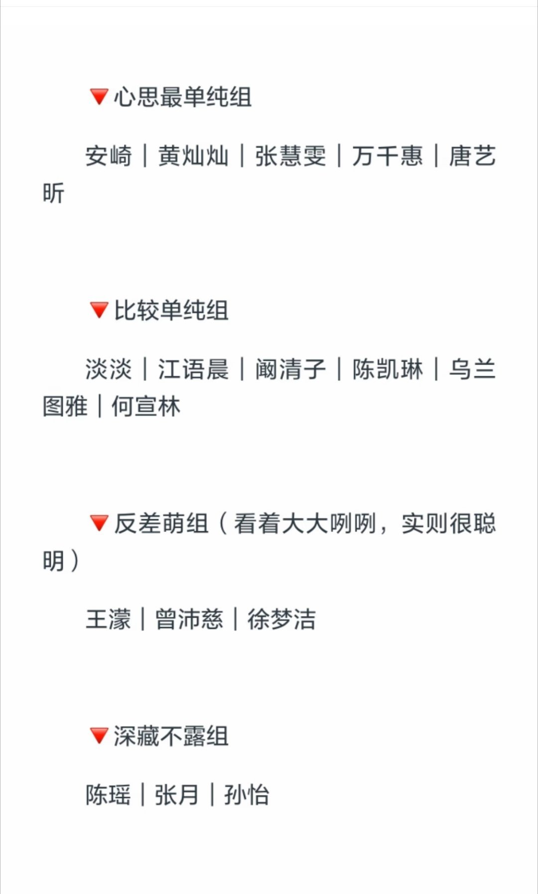 我看着心思最单纯组的某两个人一直在笑，没情商被说单纯。 （还有张朋是怎么混进深藏