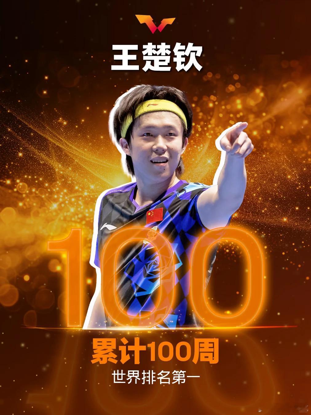 王楚钦王楚钦100周世排第一 斩获WTT大满贯男子单打五冠王，赛程中展现出的超强
