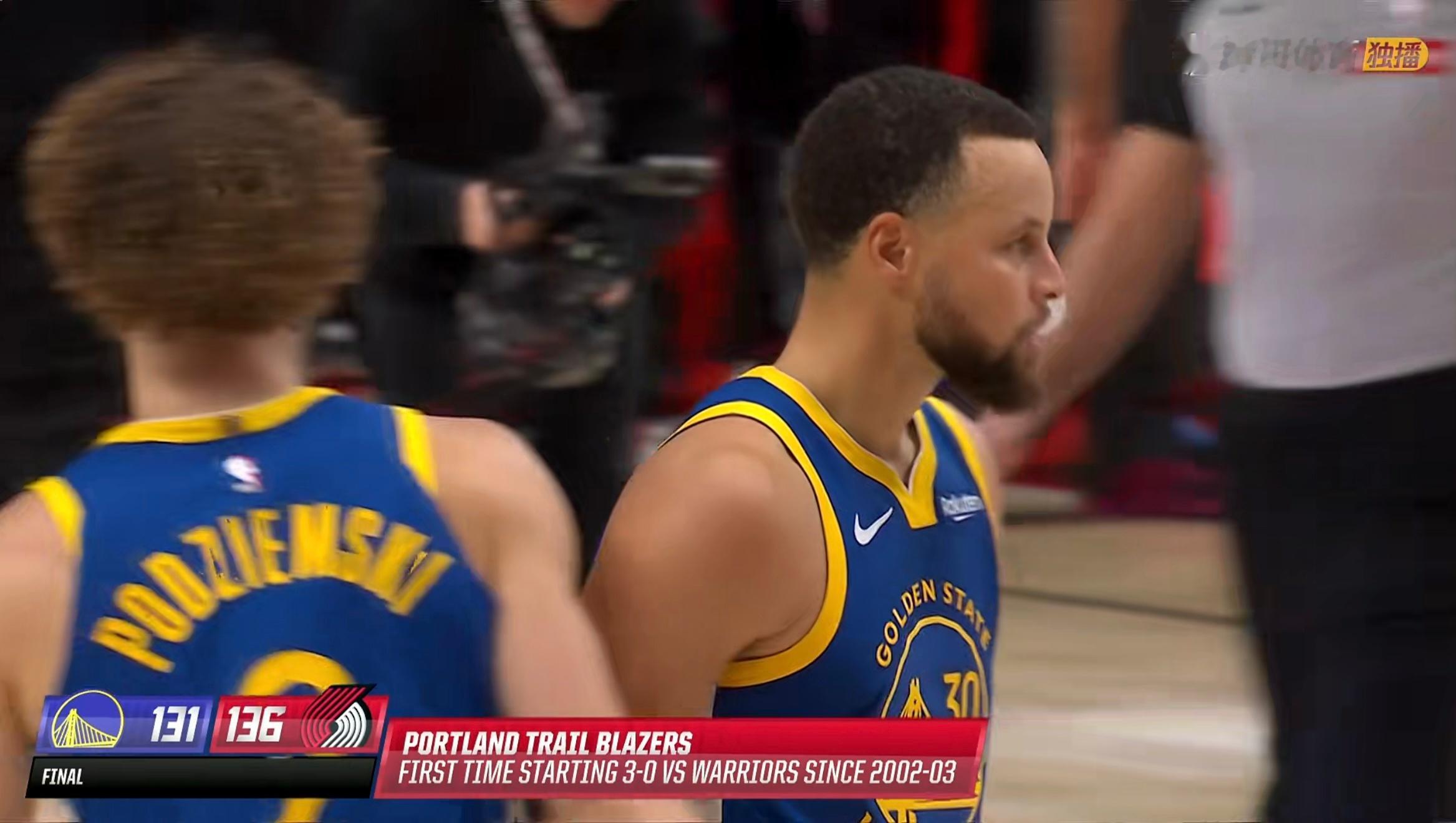 勇士vs开拓者勇士131:136不敌开拓者，库里48分都不赢啊….这还能有人想看