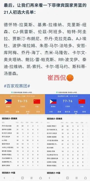 破案了！亚运会击败中国男篮是菲律宾一队！
中国男篮输球后，几乎所有主播（以徐静雨