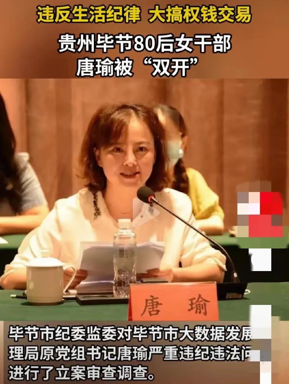 唐瑜，贵州毕节80后美女干部被查
因严重违反党的廉洁纪律和生活纪律
利用手中的权