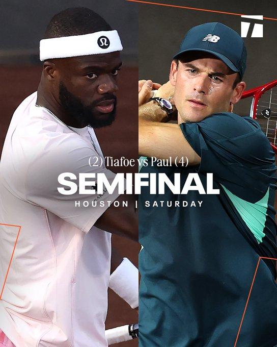 ATP250休斯顿四强产生
（4）保罗vs（2）蒂亚福
蒂兰特vs布鲁查加

W