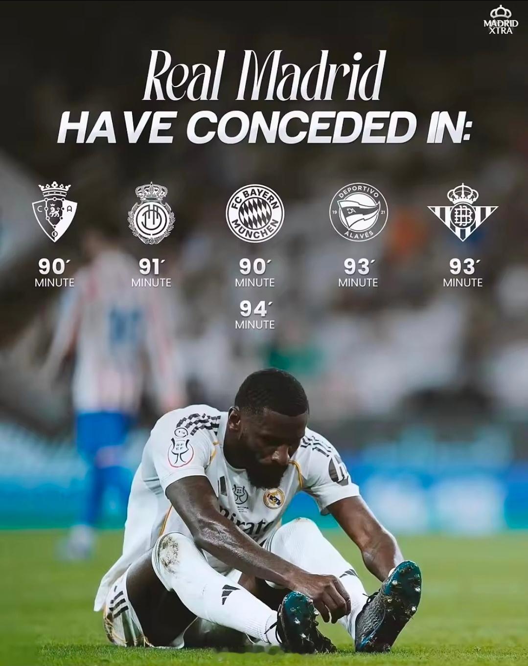 致命补时丢球！皇马近两月频繁在最后时刻翻车。赛事数据清晰可见，皇马近期饱受末段失