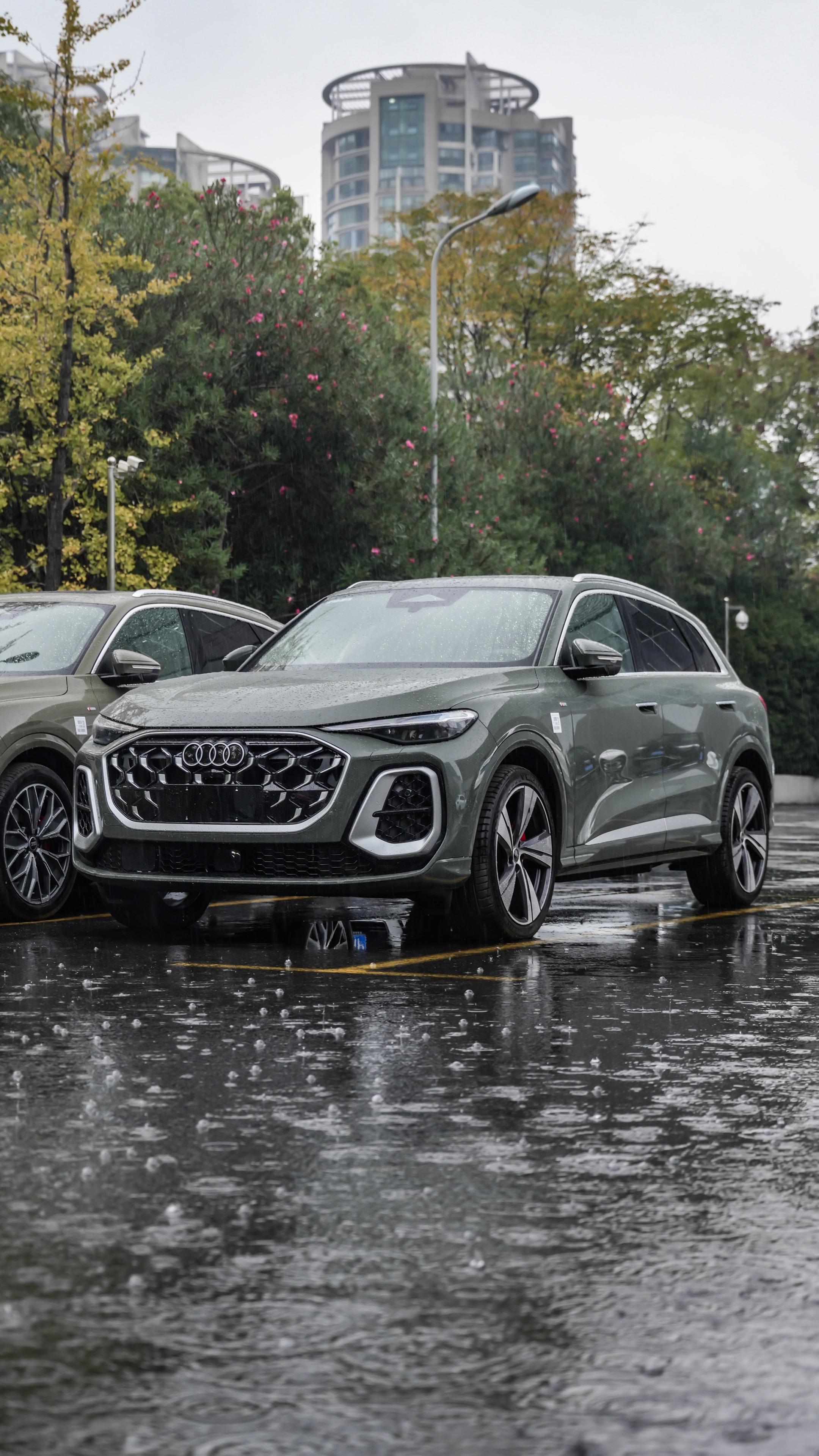 见到实车了！谁也阻挡不了我选择全新Q5L.这是一台青城绿的路试车，有空...