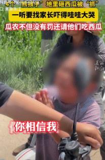 这下老实了！7月7日浙江台州，几名熊孩子去地里砸瓜，被瓜农给当场逮住，本以为他们