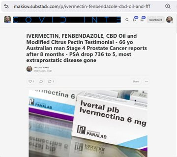 最新文章：伊维菌素、芬苯达唑、CBD油和改性柑橘果胶联合疗法的疗效见证——一位6