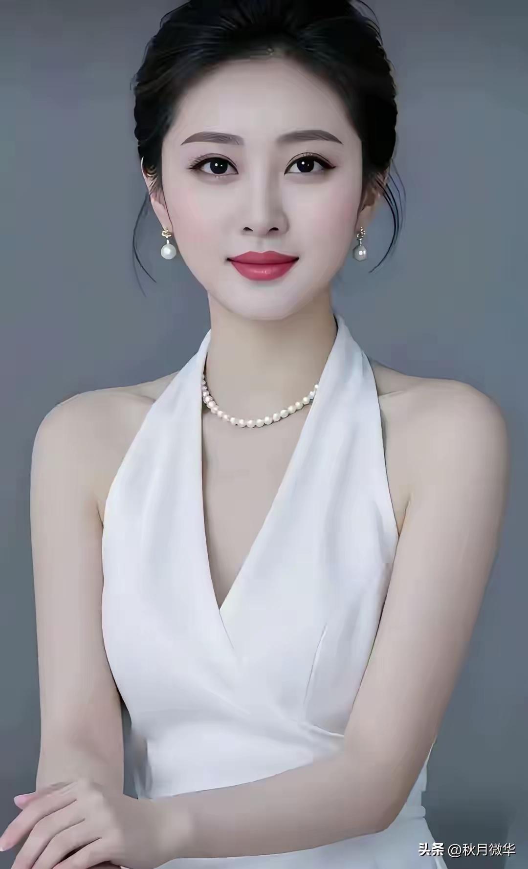 优雅白裙，珍珠闪耀，气质满分！💍✨