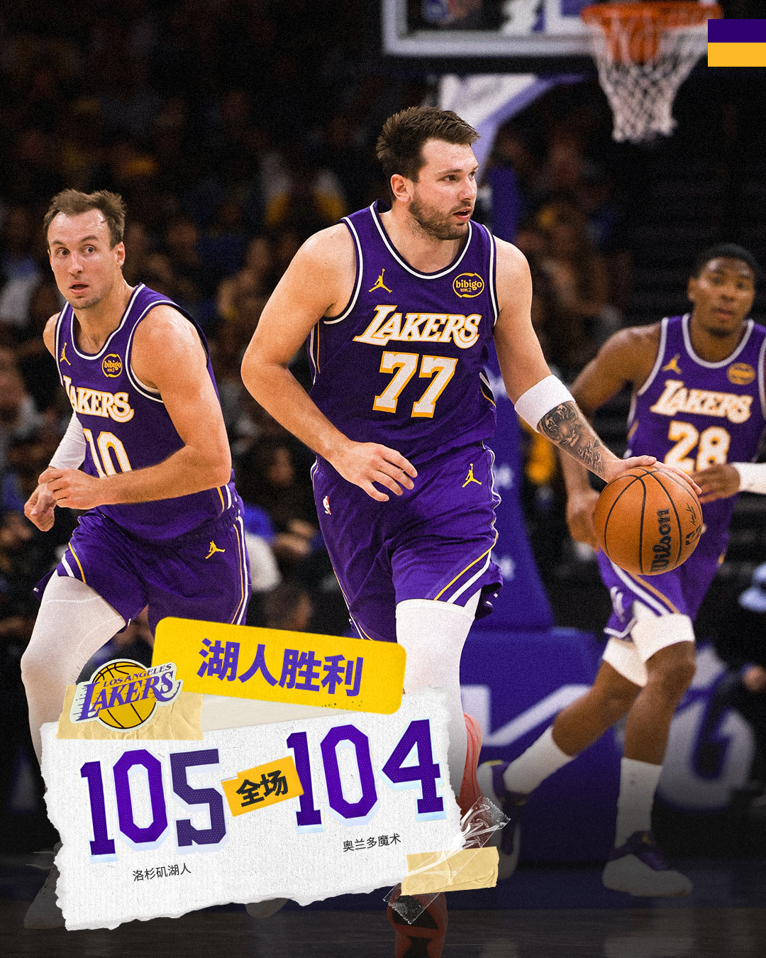 「湖人vs魔术 | 全场🔚」湖人1️⃣0️⃣5️⃣ - 1️⃣0️⃣4️⃣魔术