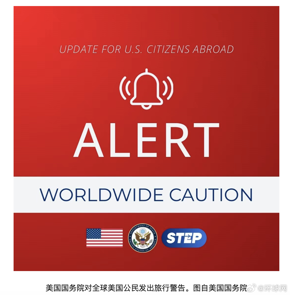 #美国发出全球旅行警告#【伊朗局势再度升温，美国国务院发出全球旅行警告：敦促美国